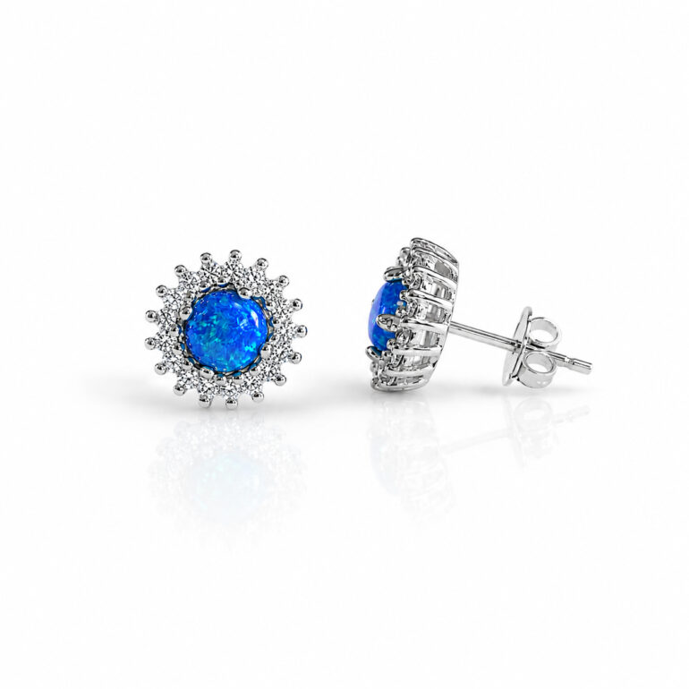 Sterling Silver Earrings With Opal