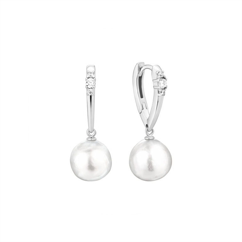 Sterling Silver Earrings With Pearls And Cubic Zirconia