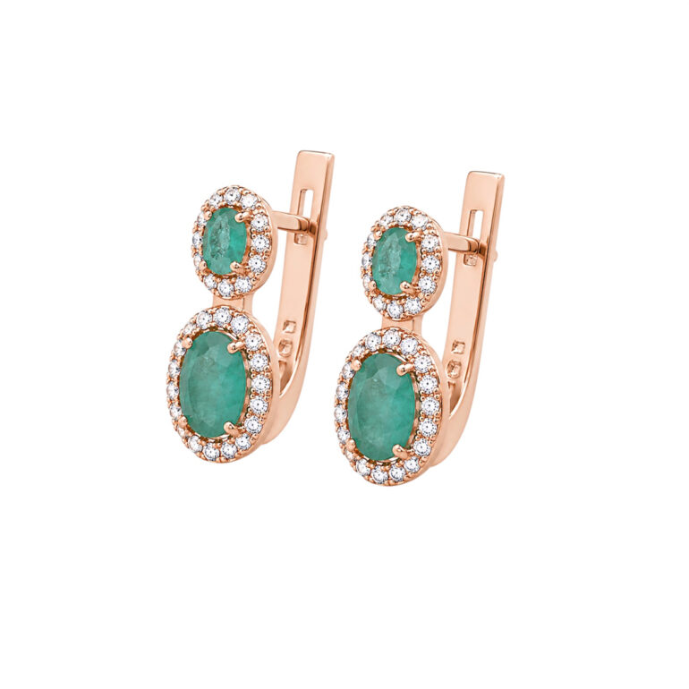 Rose Gold Earrings With Beryl