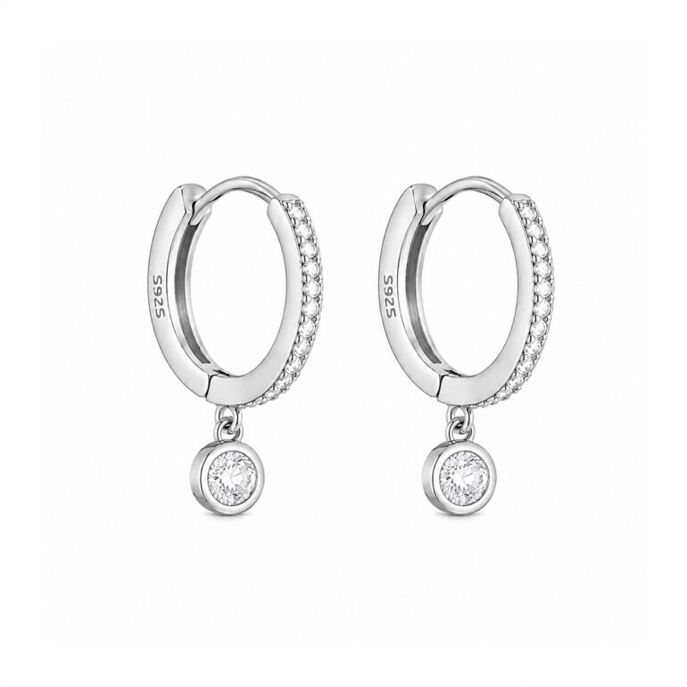 Sterling Silver Earrings With Cubic Zirconia