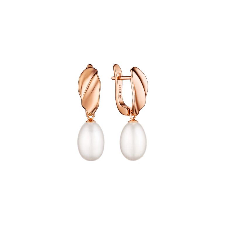 Gold Plated Sterling Silver Earrings With Pearls