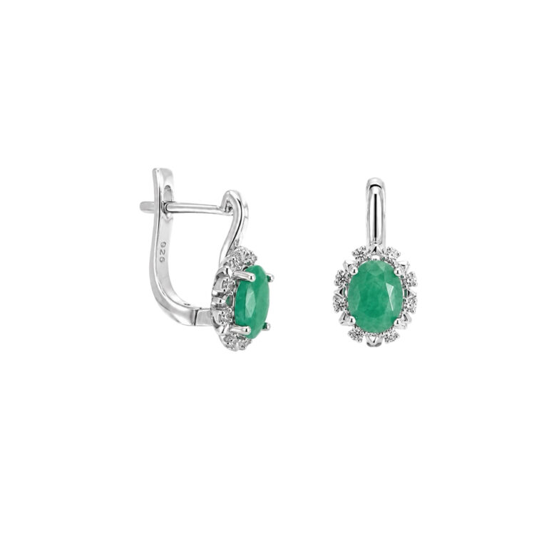 Sterling Silver Earrings With Emeralds