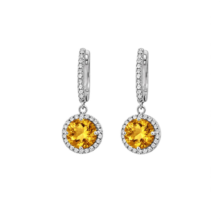 Sterling Silver Earrings With Citrine