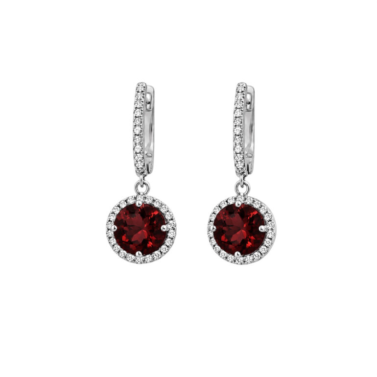 Sterling Silver Earrings With Garnet