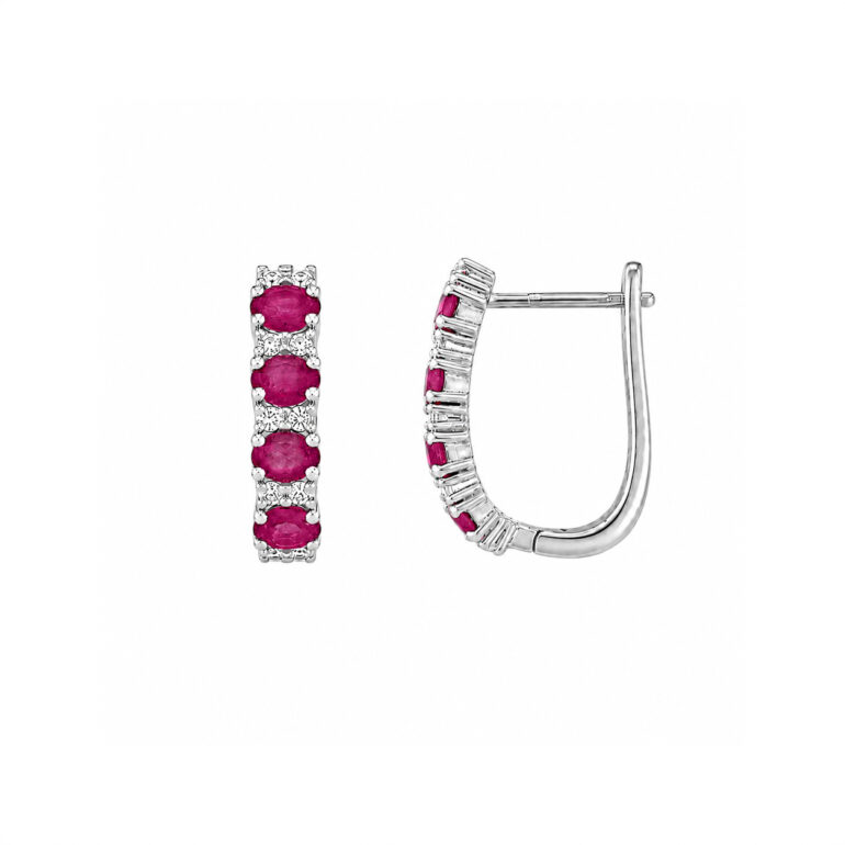 Sterling Silver Earrings With Rubies