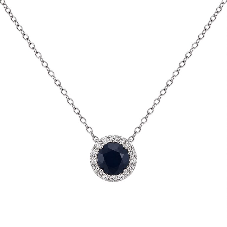 Sterling Silver Necklace With Sapphire