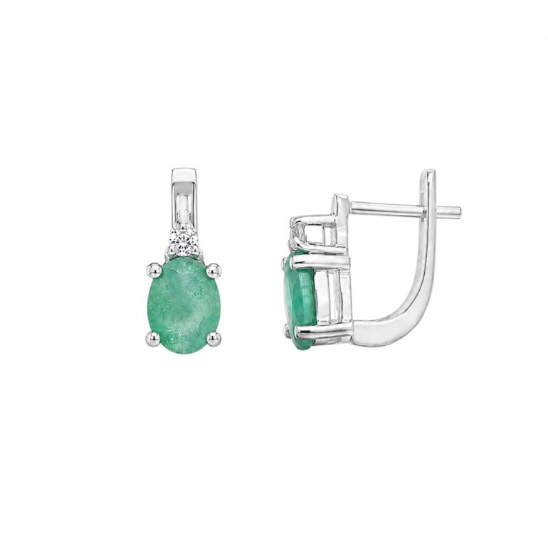 Sterling Silver Earrings With Emeralds