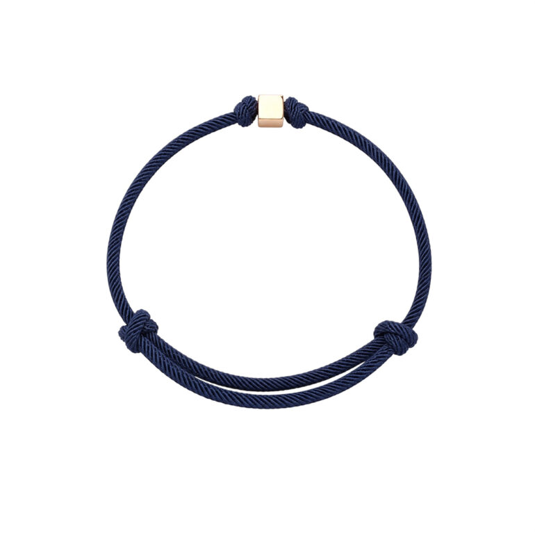 Dark Blue Cord Bracelet With Gold