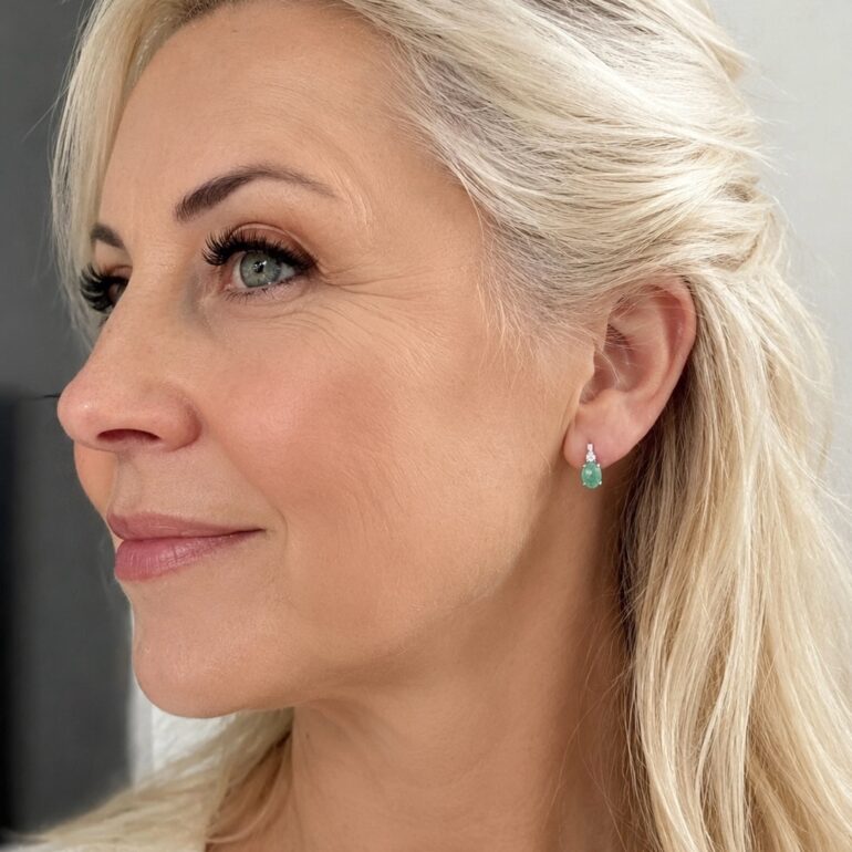 Sidabriniai Auskarai Su Smaragdais