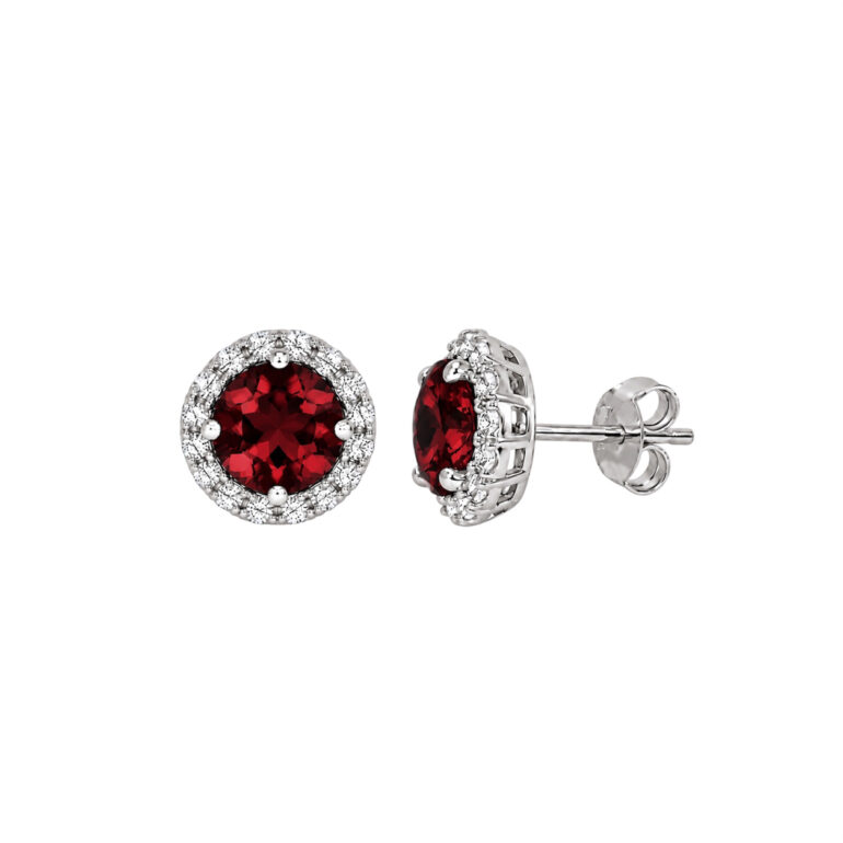 Sterling Silver Earrings With Garnet
